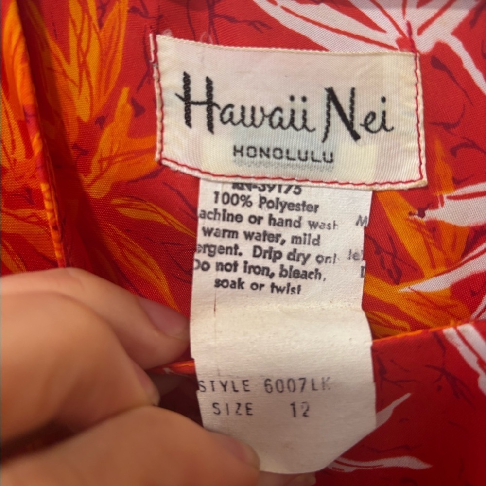 Vintage Hawaii Nei Honolulu Red Hawaiian Floral Luau Long Maxi Dress Size 12 - Picture 3 of 7